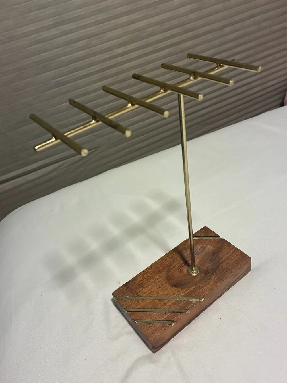 Gold and Wood Jewelry T-Bar Display Stand Men’s jewelry stand
